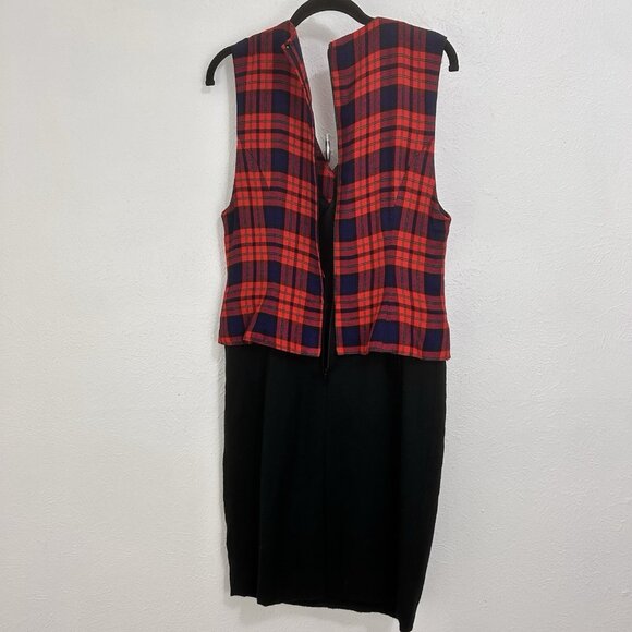 VTG 80s Red Tartan Plaid Jumper Vest Dress Sz 4 Preppy Academia Goth School Girl - Picture 8 of 14